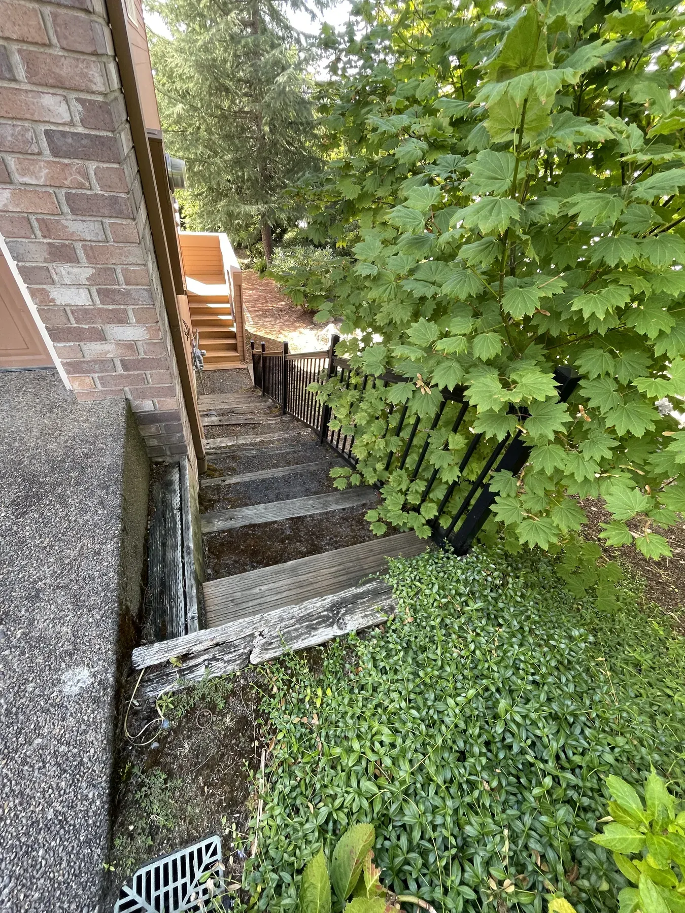Original outdoor stairs before replacement work began