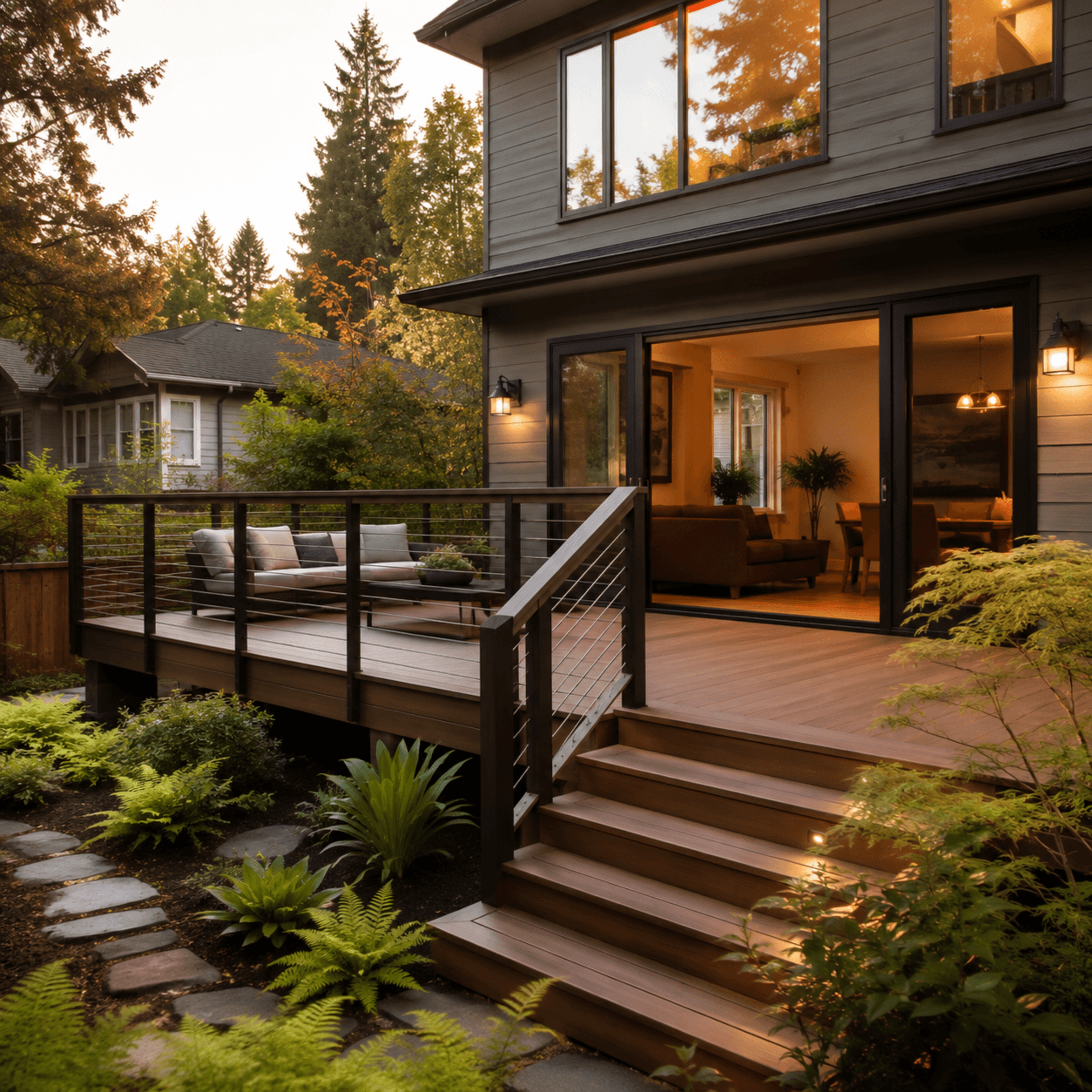 Finished deck and outdoor living space on a Portland home