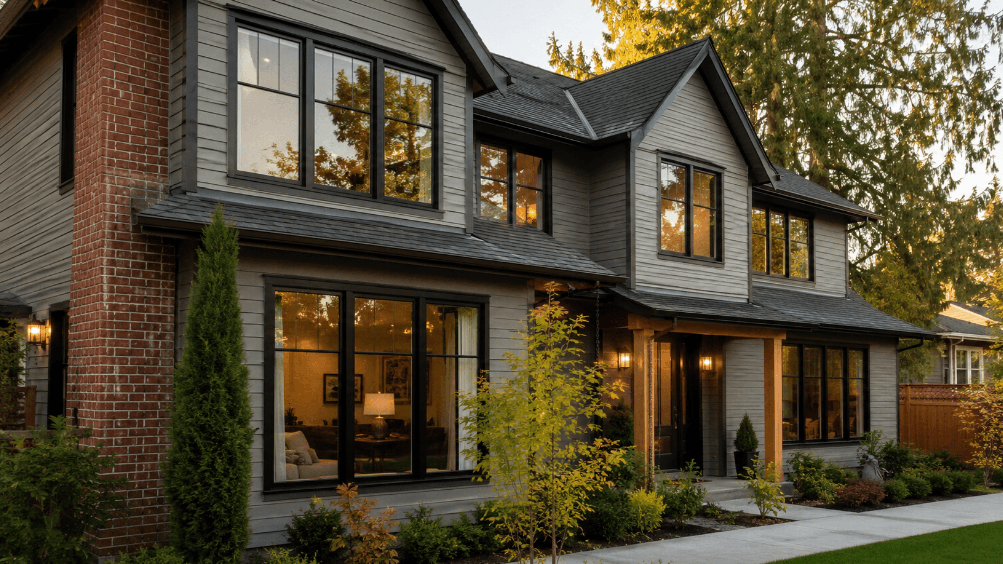 Replacement windows on a residential exterior