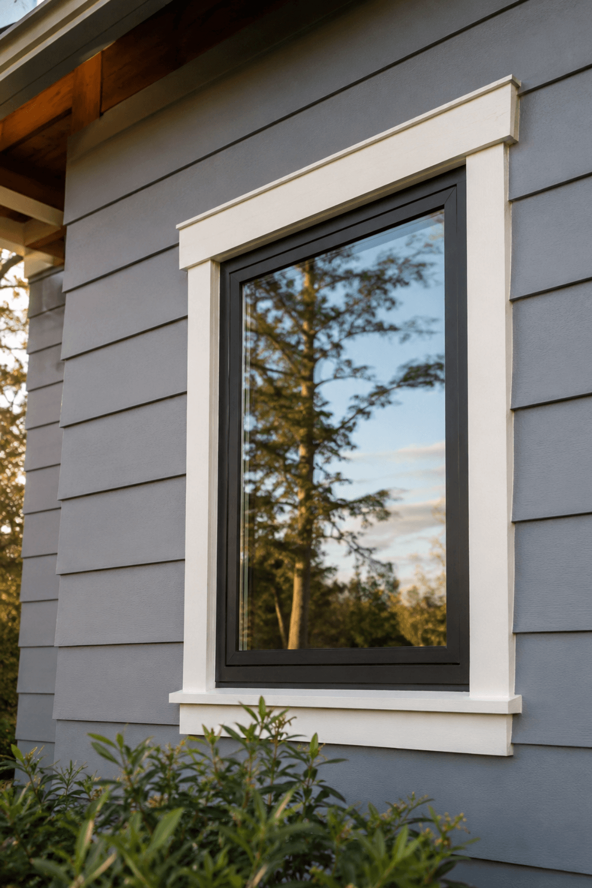 Replacement window and exterior trim detail on a Portland home